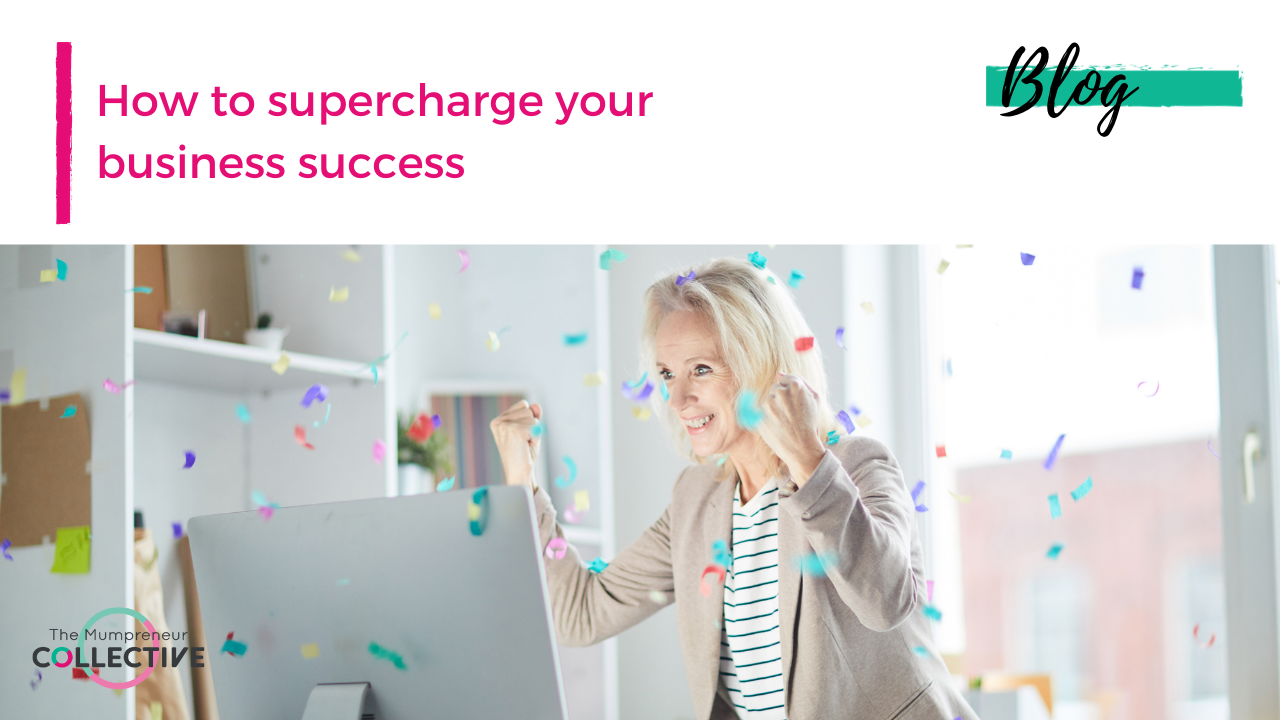 woman celebrating in office
