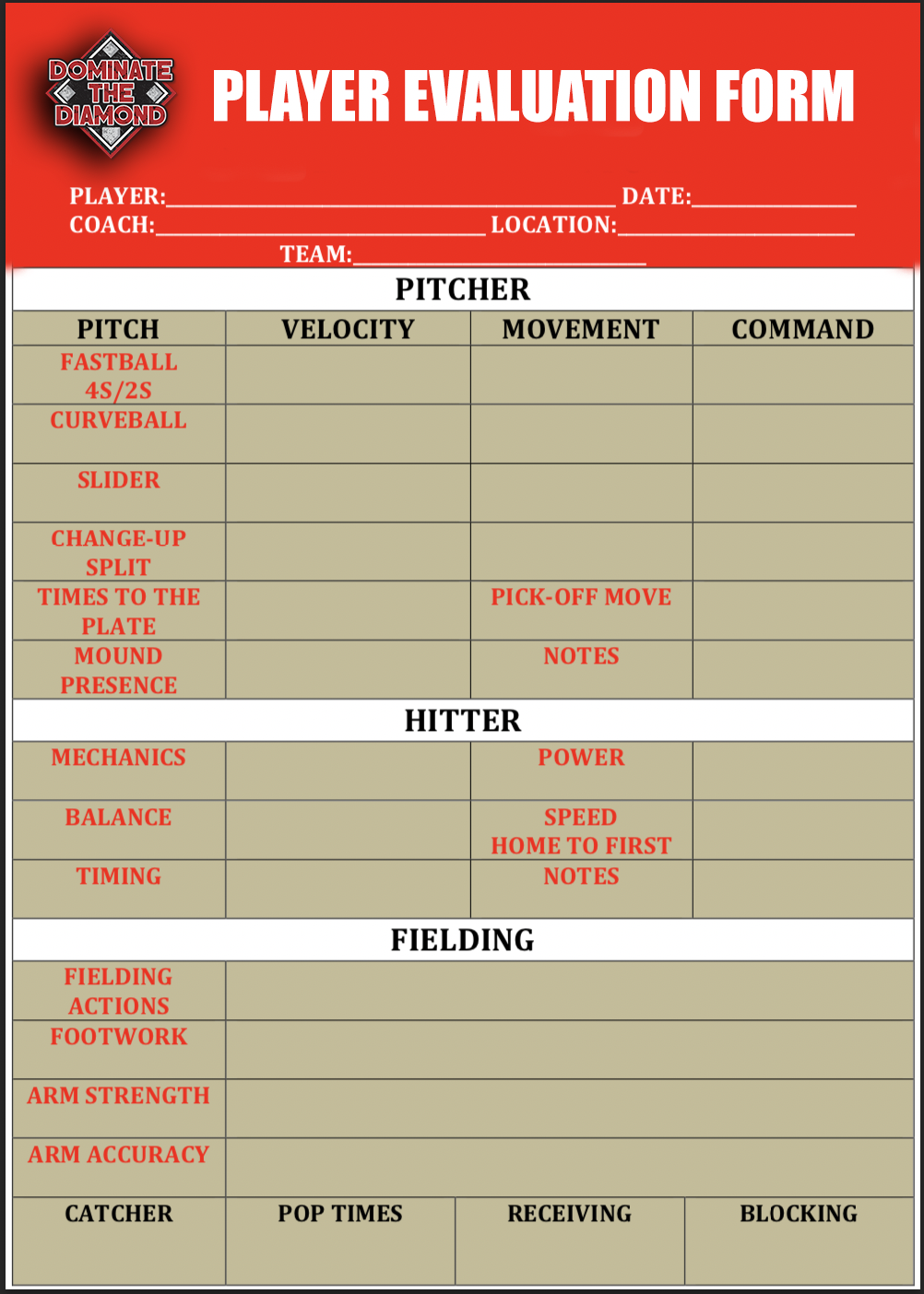 Baseball Tryout Form Template