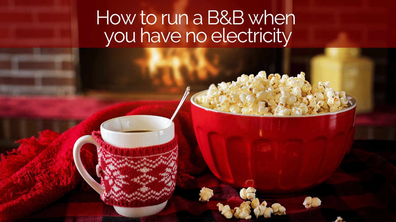 How to run a bed & breakfast with no electricity | Cosy open fire with popcorn and hot chocolate in a cosy festive mug