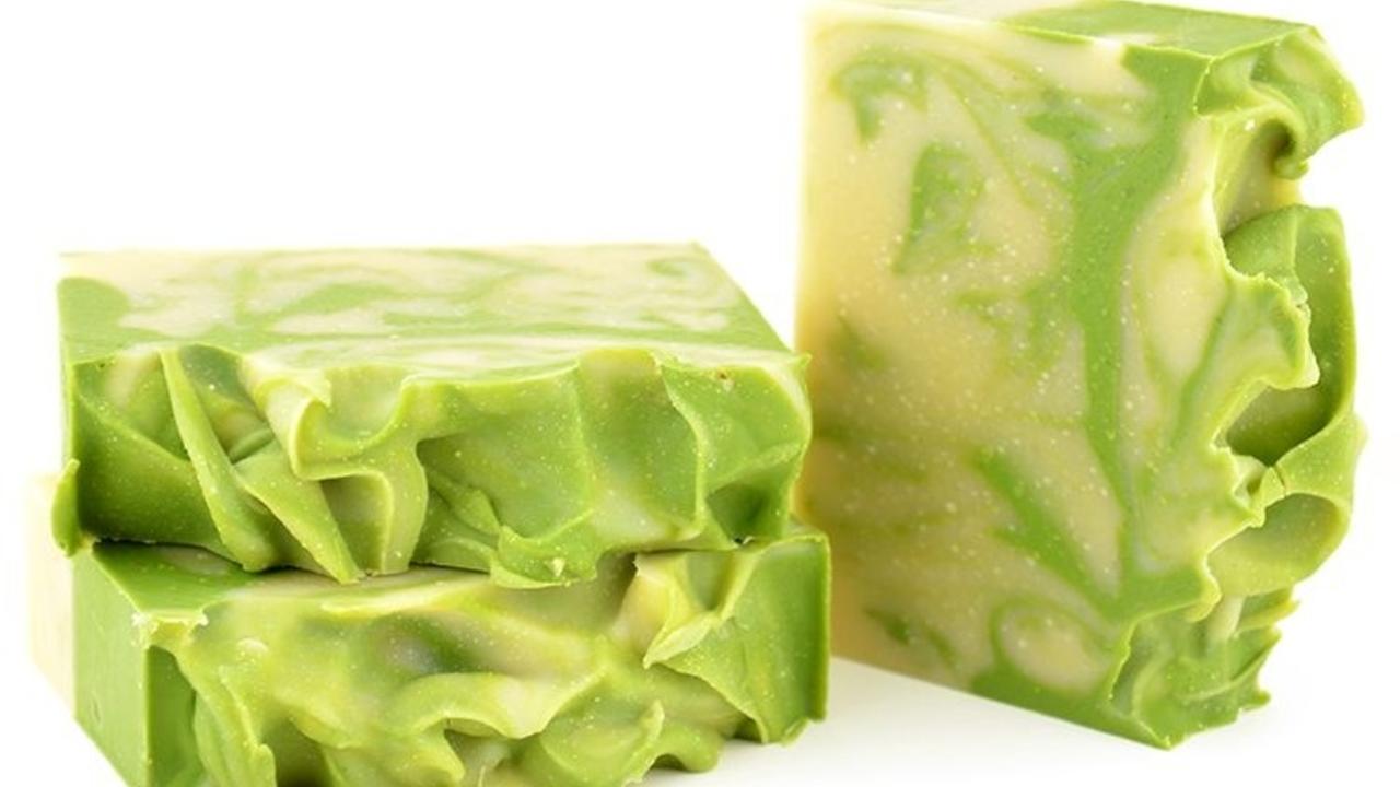 Three bars of avocado and argan soap