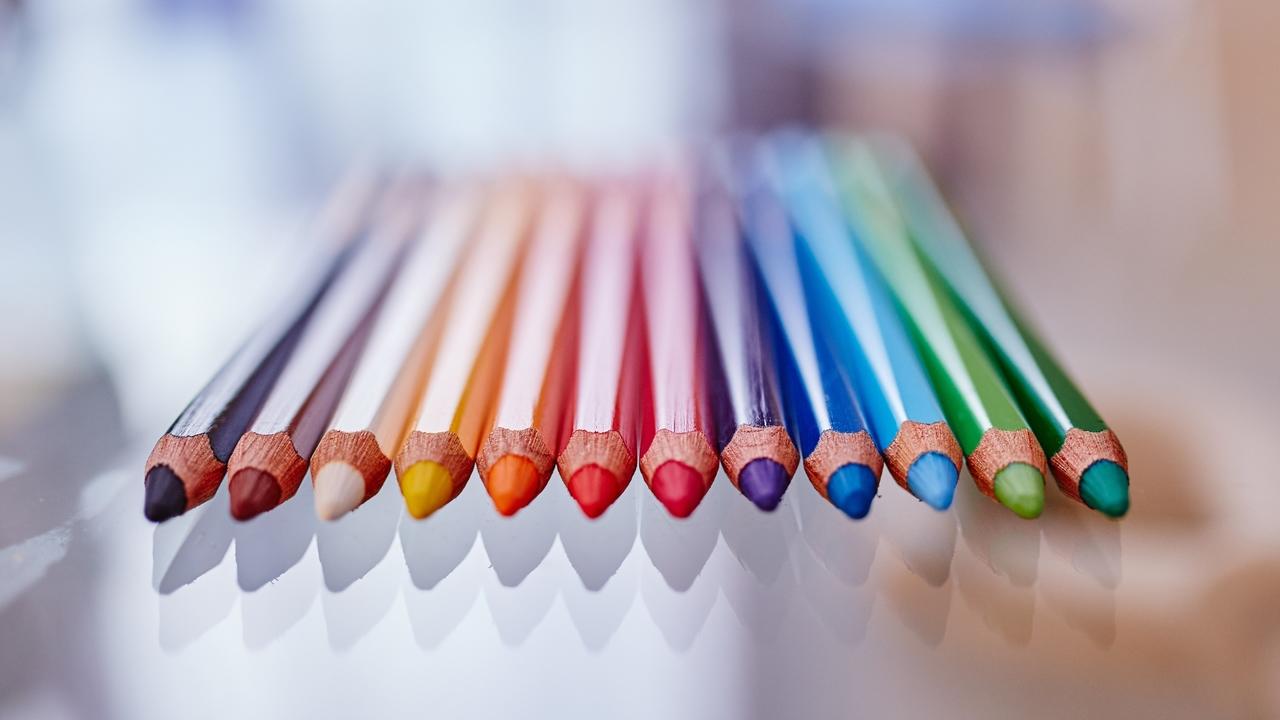 row of colored pencils