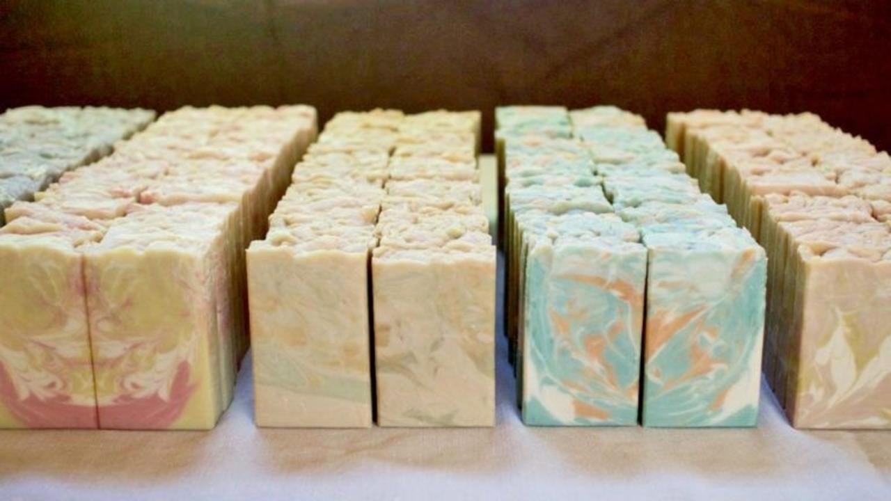rows of hot process soap