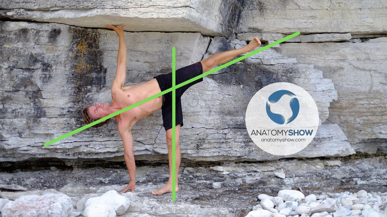 Half moon yoga pose with alignment markers