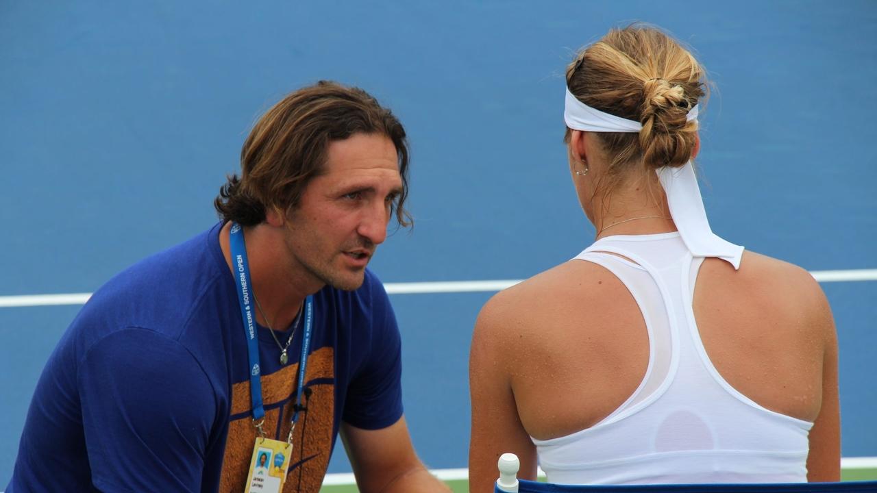 Image of a professional tennis player, tennis coach. Tennis workouts.