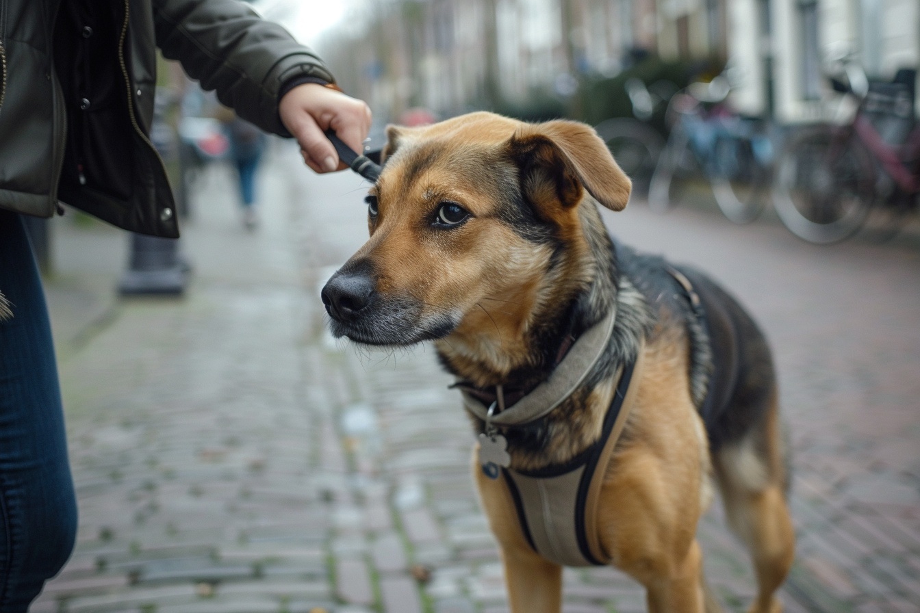 Hond gespannen aan de lijn
