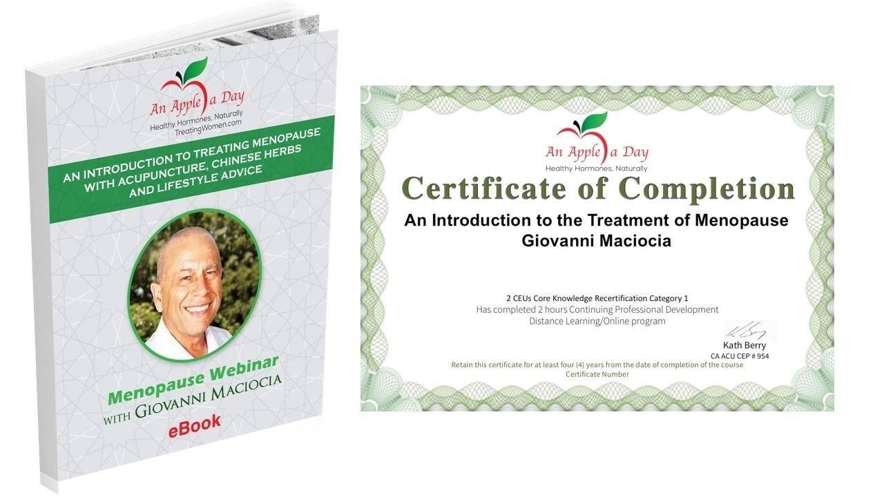 Menopause Certificate and FREE eBook