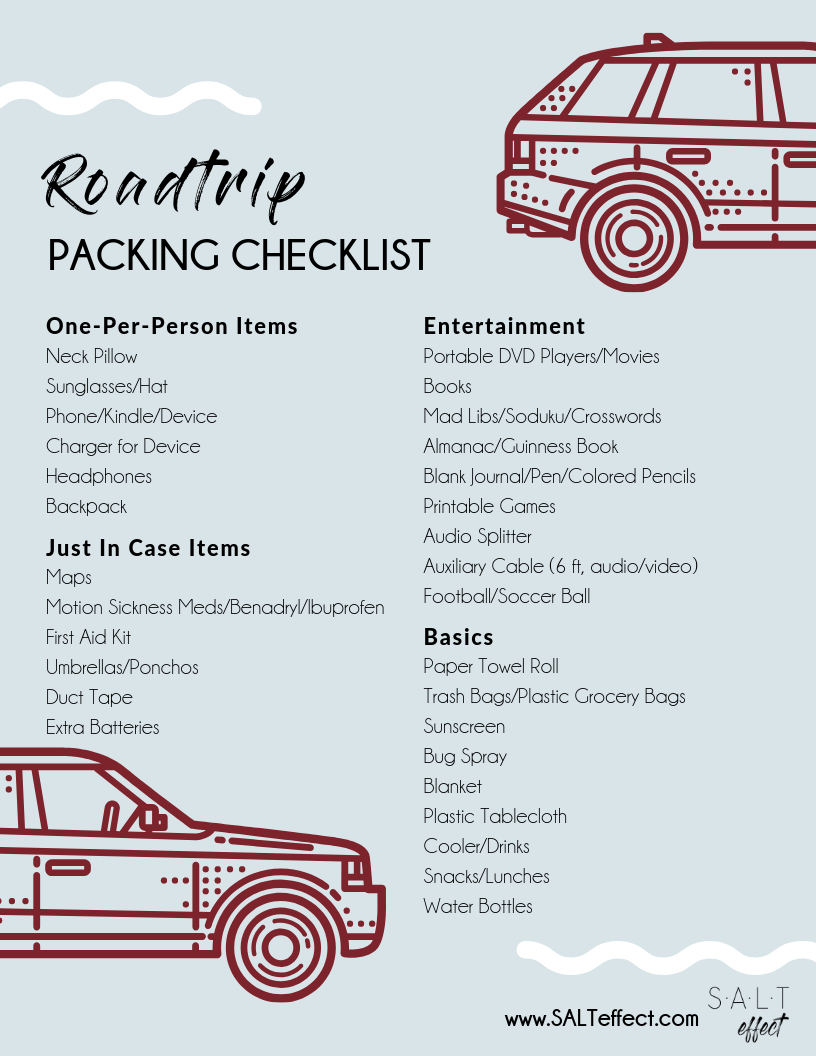 roadtrip packing checklist