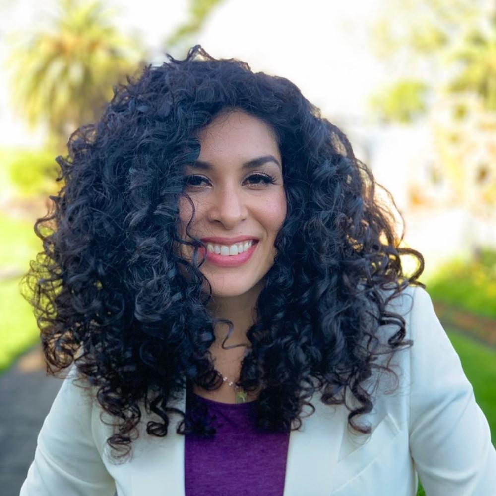 Gorgeous curly hair on beautiful woman