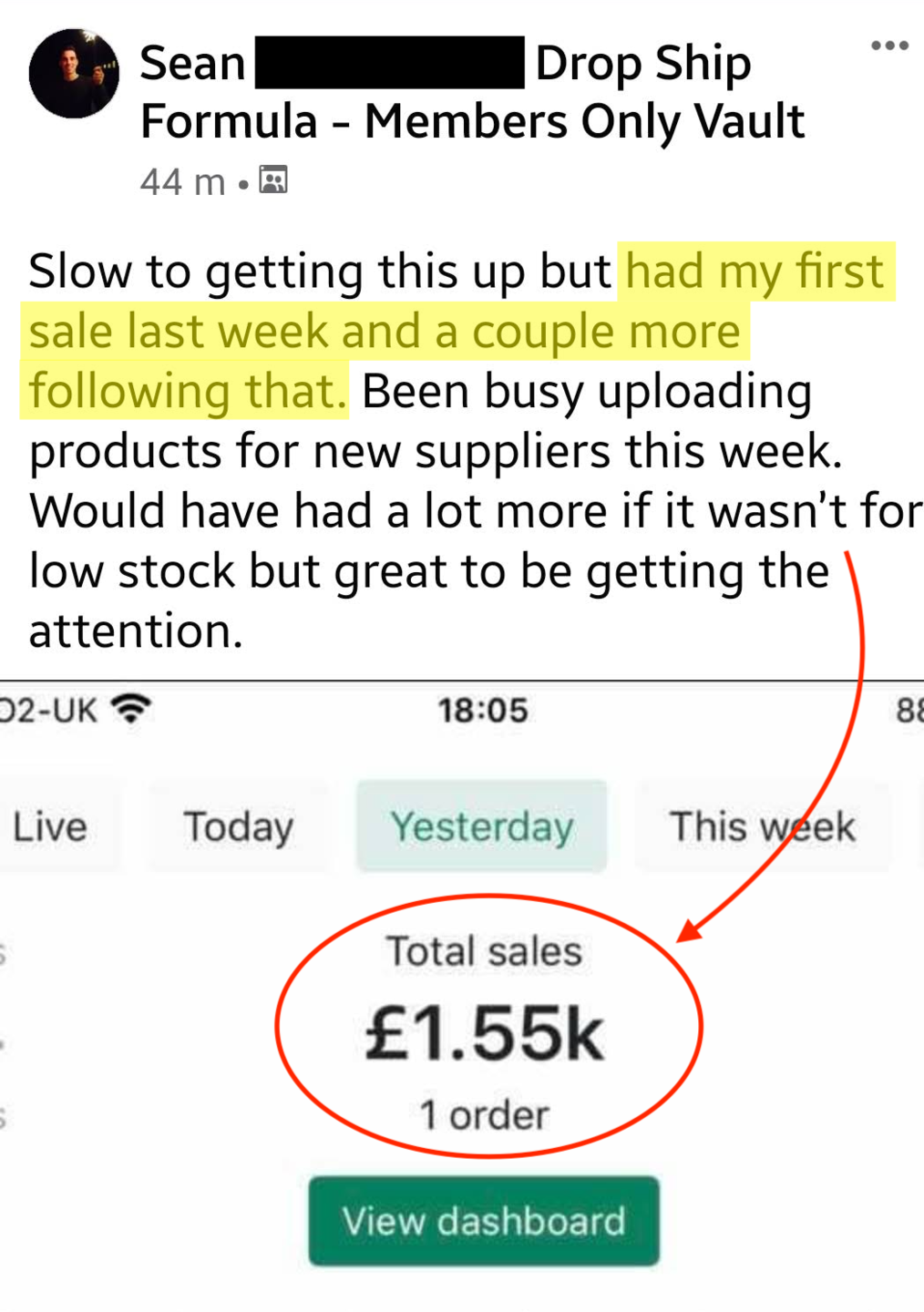 Sean First Sale Drop Ship Formula