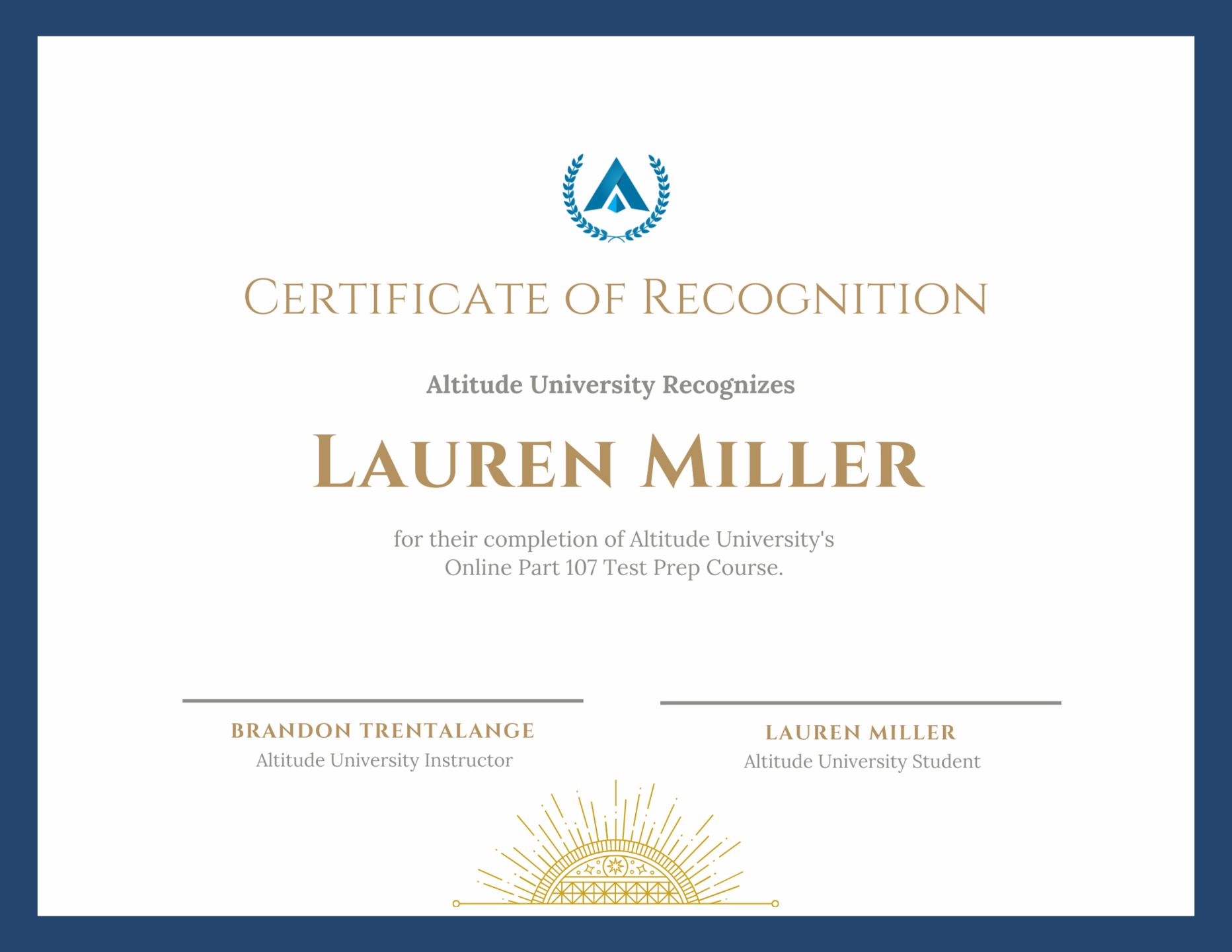 Altitude University Certificate of Completion
