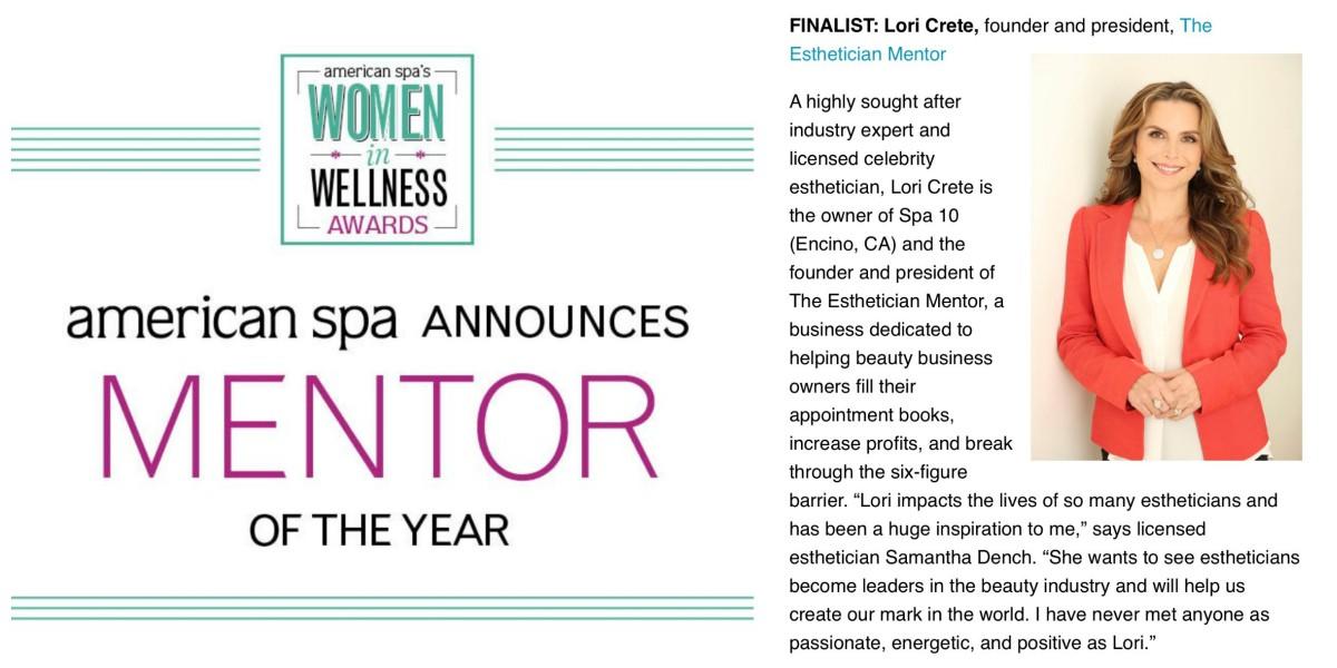 American Spa Magazine Mentor Of The Year Finalist