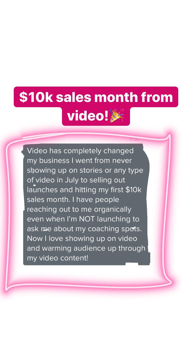 A screen shot of a testimonial for Mini Trainings For Profit