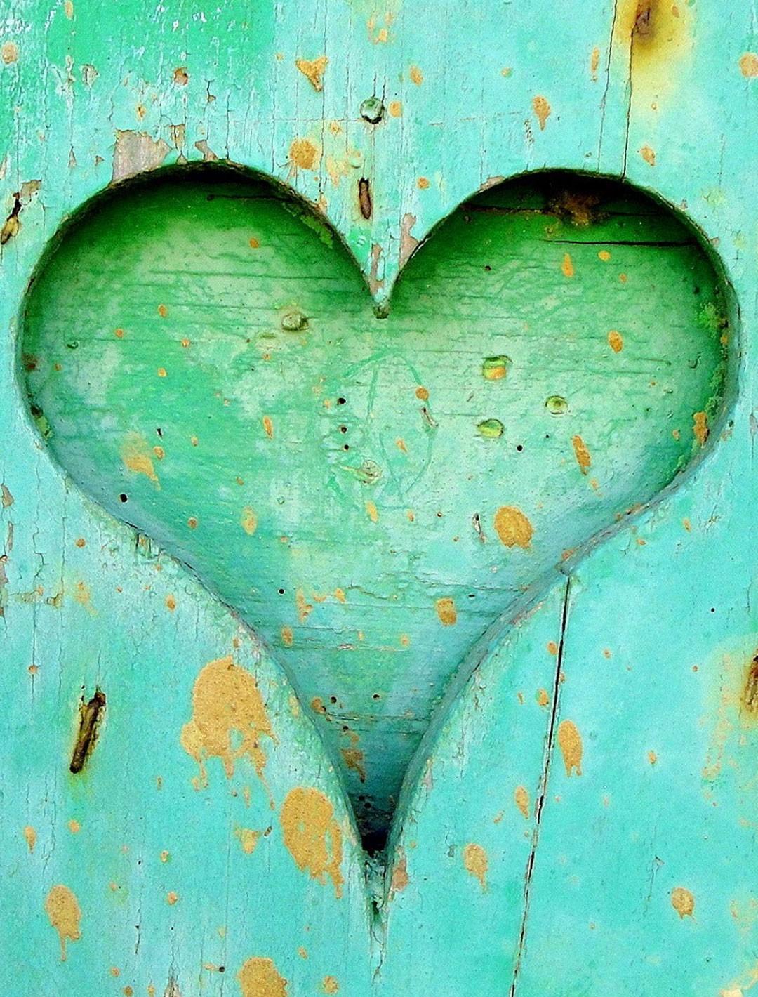 Green Heart Carved From Wood