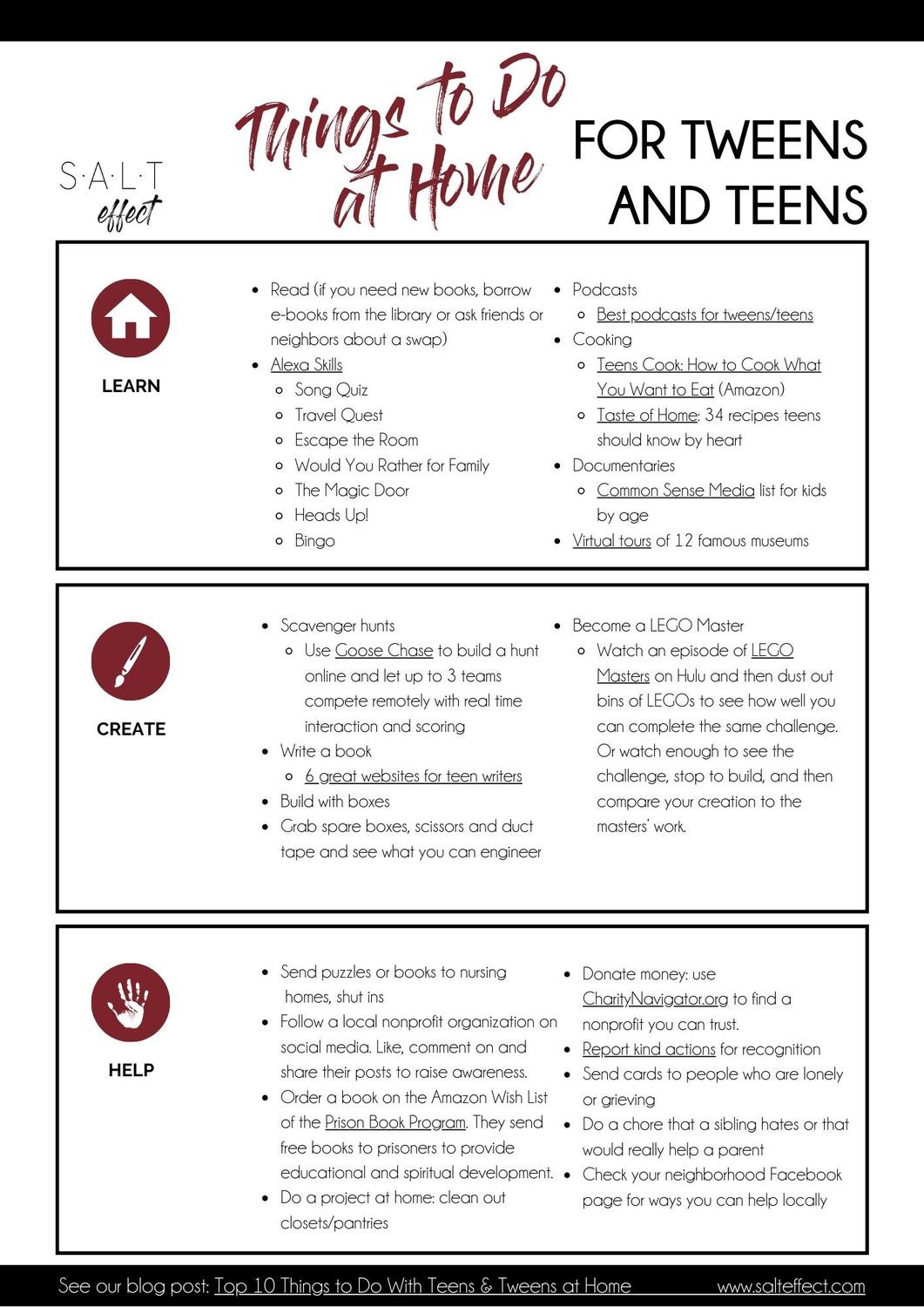 Things To Do At Home For Tweens And Teens