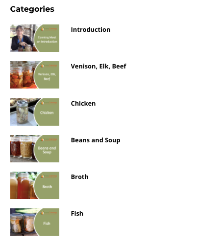 Canning Meat Categories