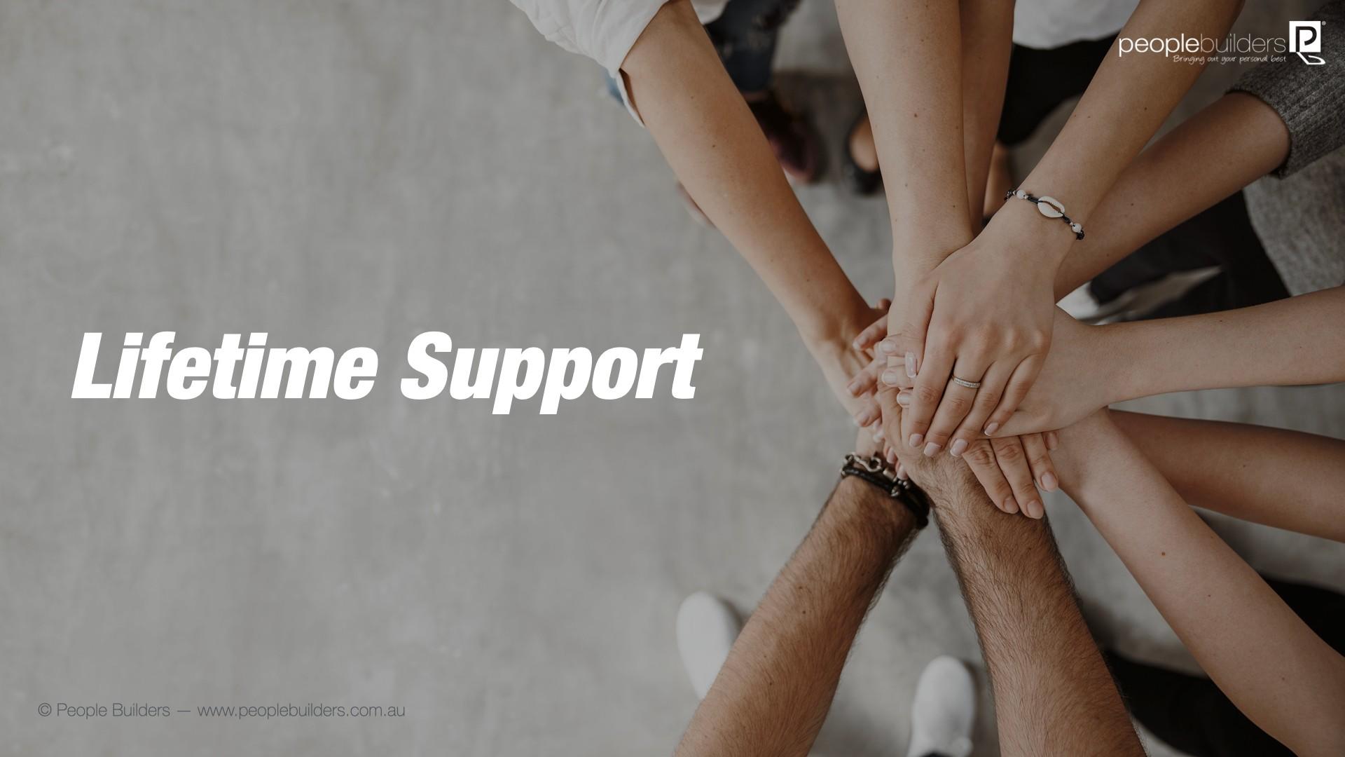 Lifetime Support poster Image showing hands joined together depicting teamwork.