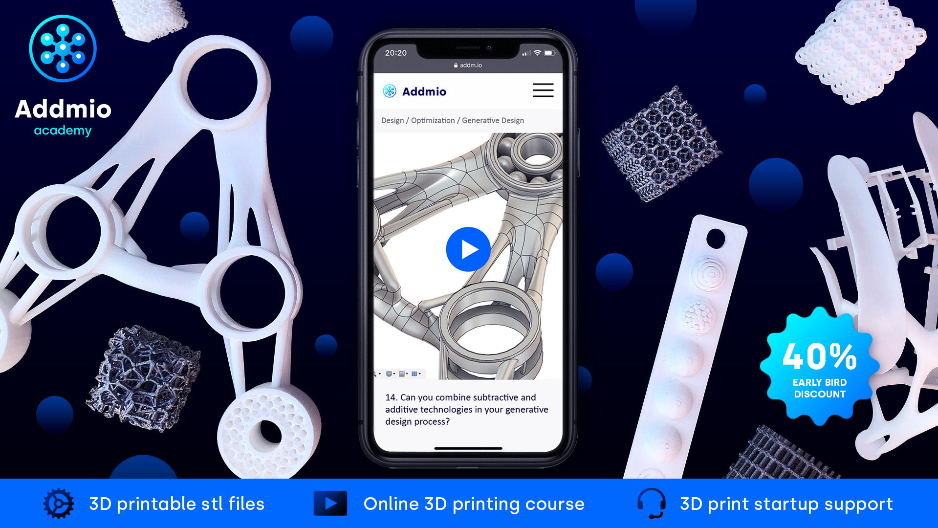 Addmio 3D Printing for Entrepreneurs Kickstarter banner