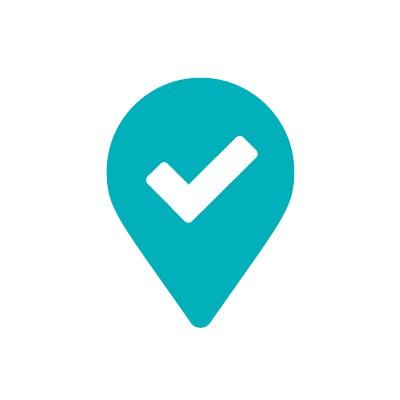 location pin with checkmark