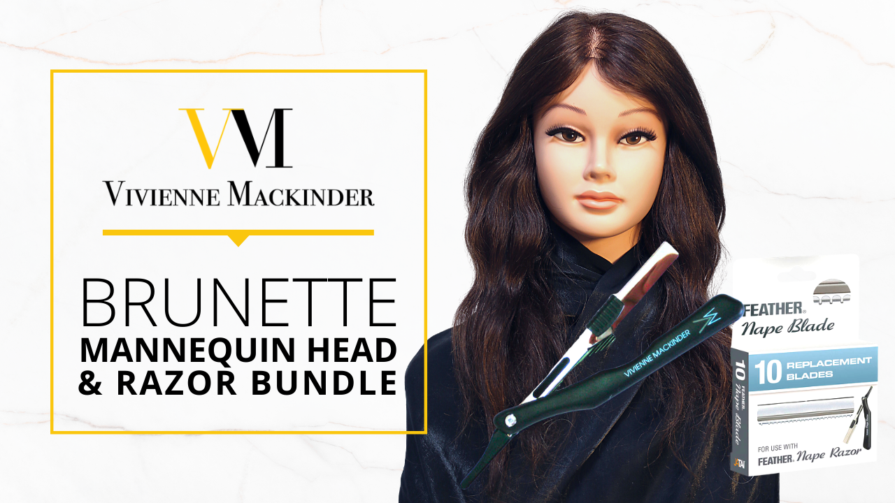 vivienne mackinder's brunette mannequin head and razor bundle
