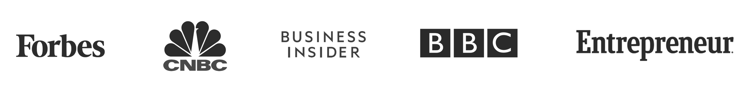 forbes, CNBC, Business Insider, BBC, Entrepreneur