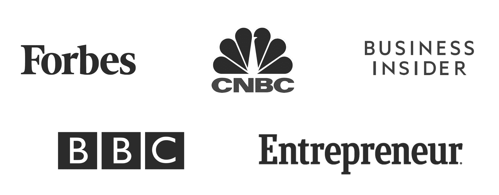 forbes, CNBC, Business Insider, BBC, Entrepreneur