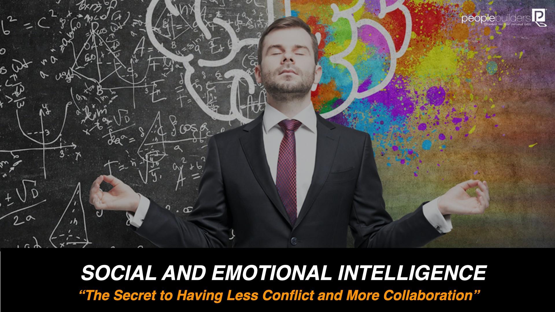 Emotional Intelligence ebook cover showing Man doing a meditation pose. The title of ebook is the secret to having less conflict and more collaboration.