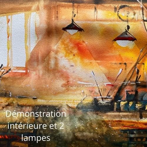Démo intérieure avec 2 lampes aquarelle avec Roland Palmaerts