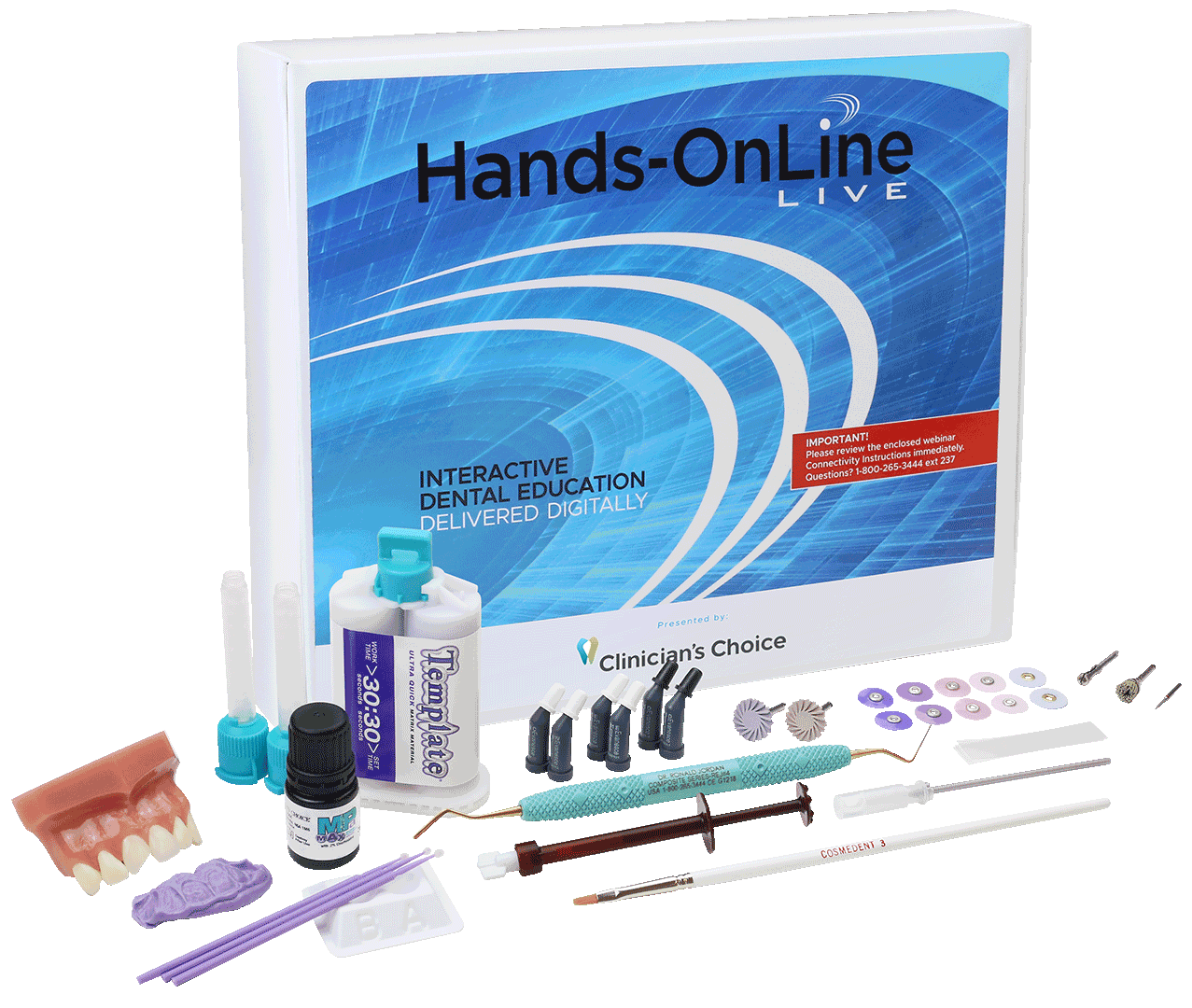 Hands-On technique kit for Mastering the Class IV Restoration Hands-OnLine LIVE course with Dr. Margeas. Included in tuition.