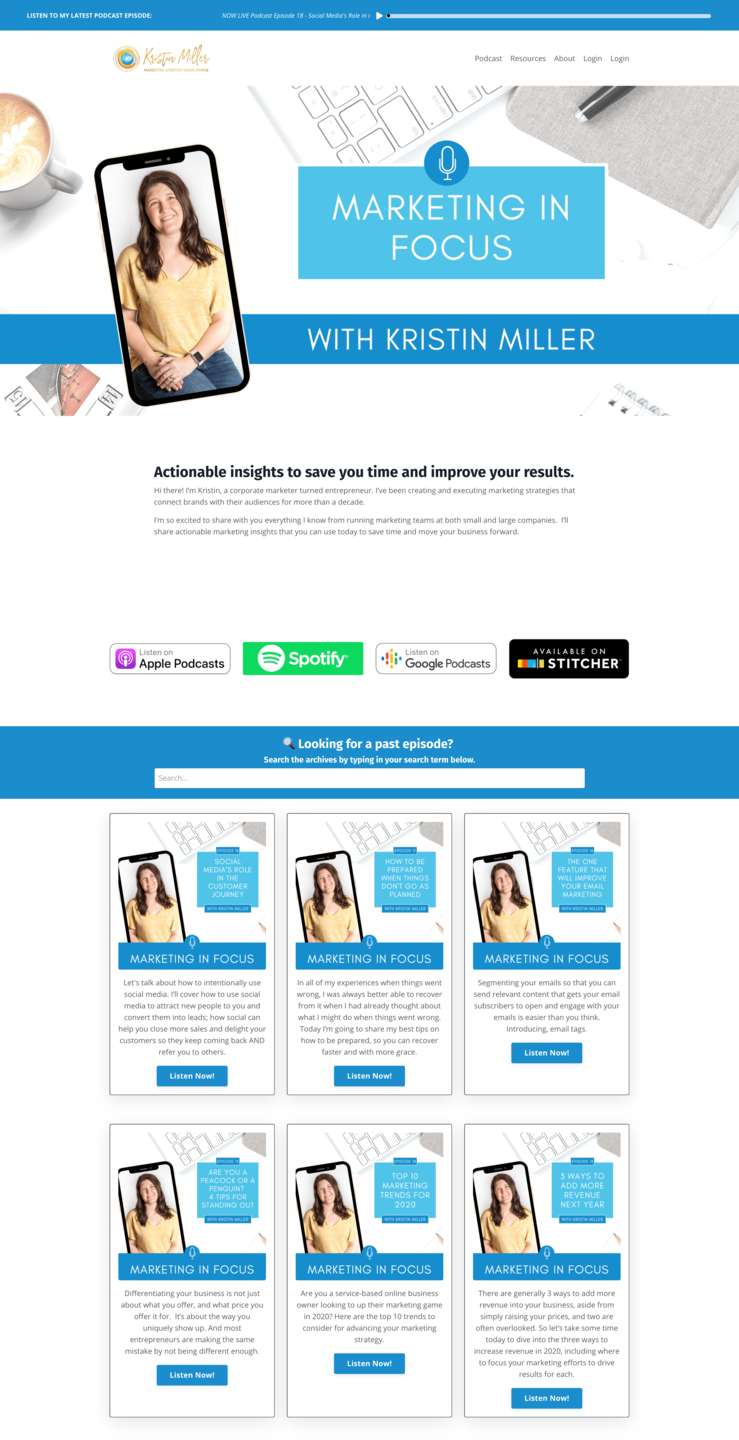 Podcast Page in Kajabi
