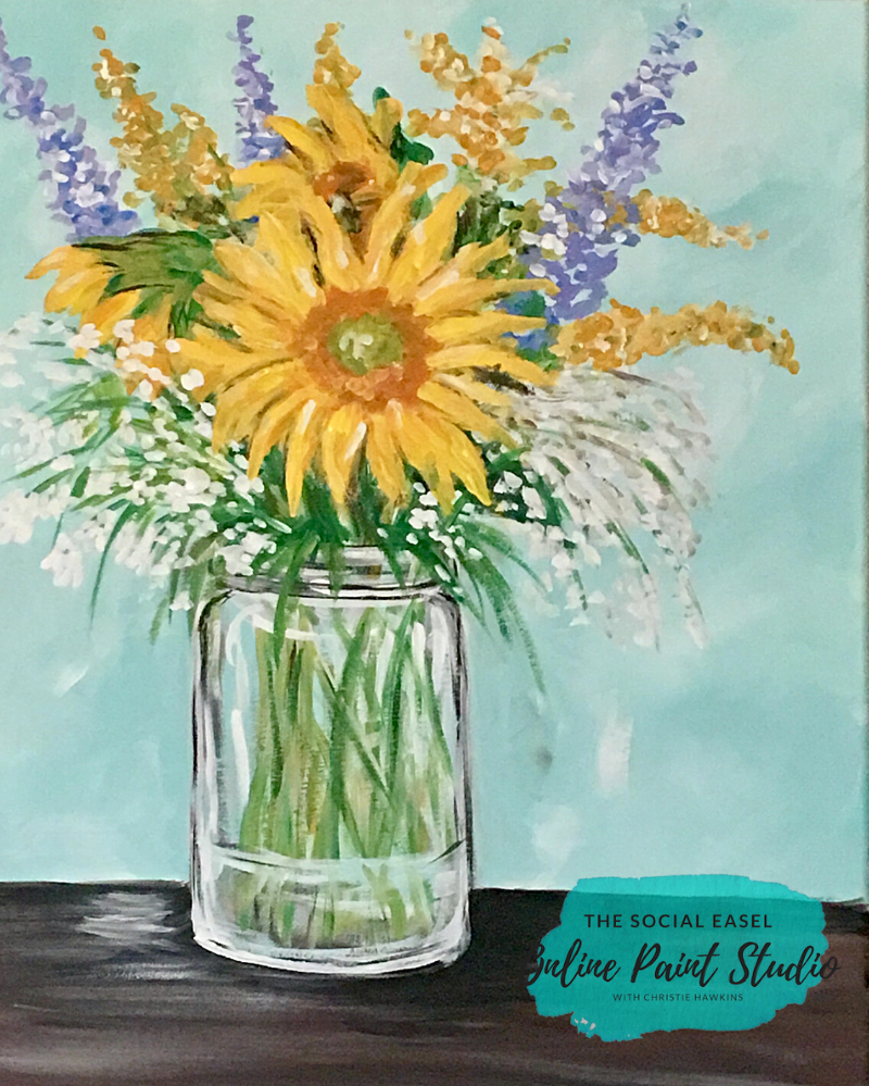 Christie holding Pumpkin with Sunflowers Painting
