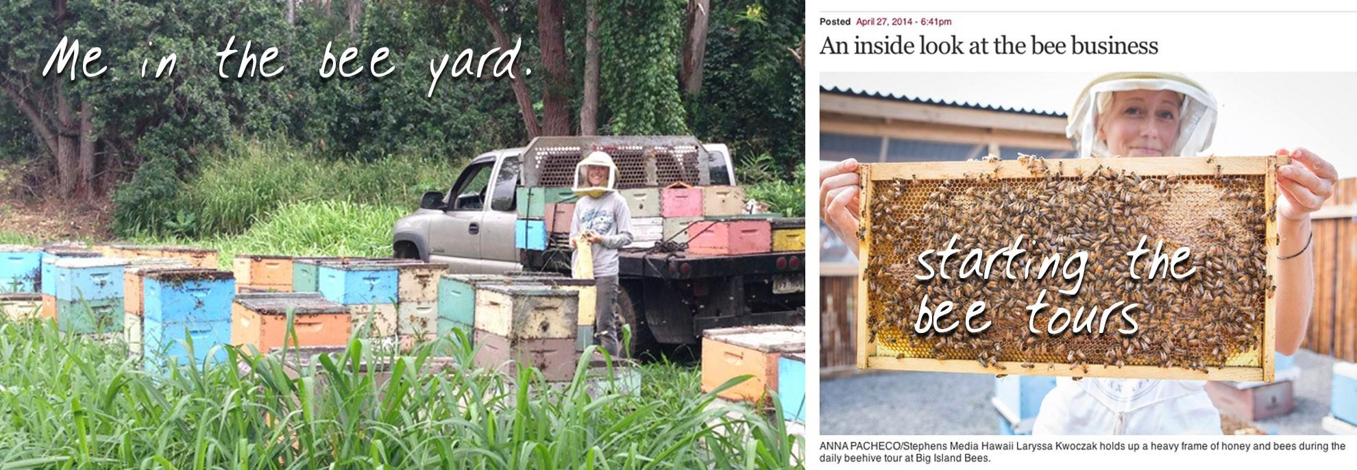 Laryssa giving a beekeeping tour