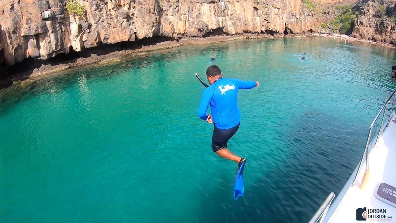 Jumping into the water