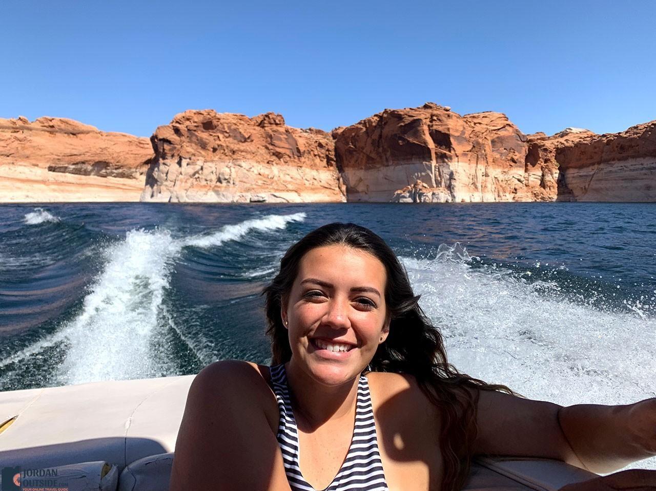 Ember boating at Lake Powell