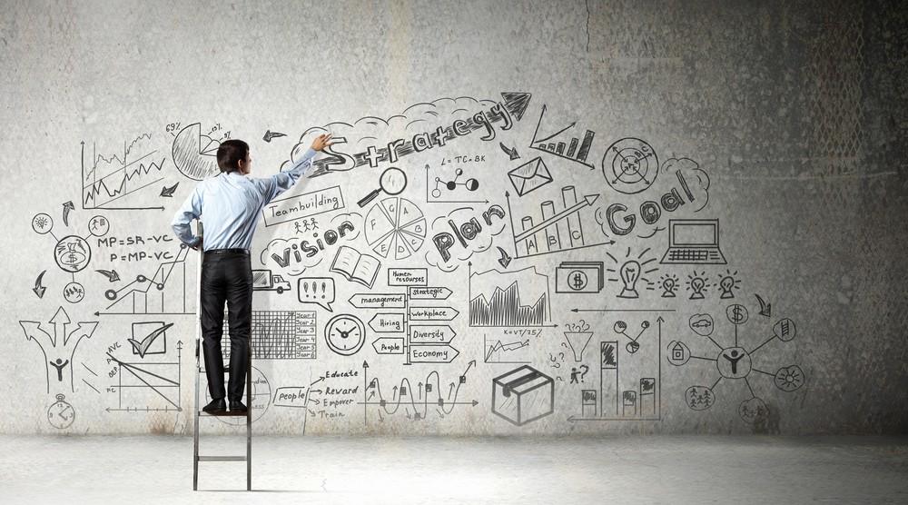 businessman ladder growth plan leadership transition