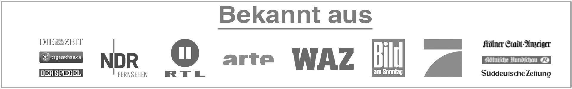 Bekannt aus Pro7 Ndr RTL Arte WAZ BAMS Die Zeit Tagesschau.de Der Spiegel