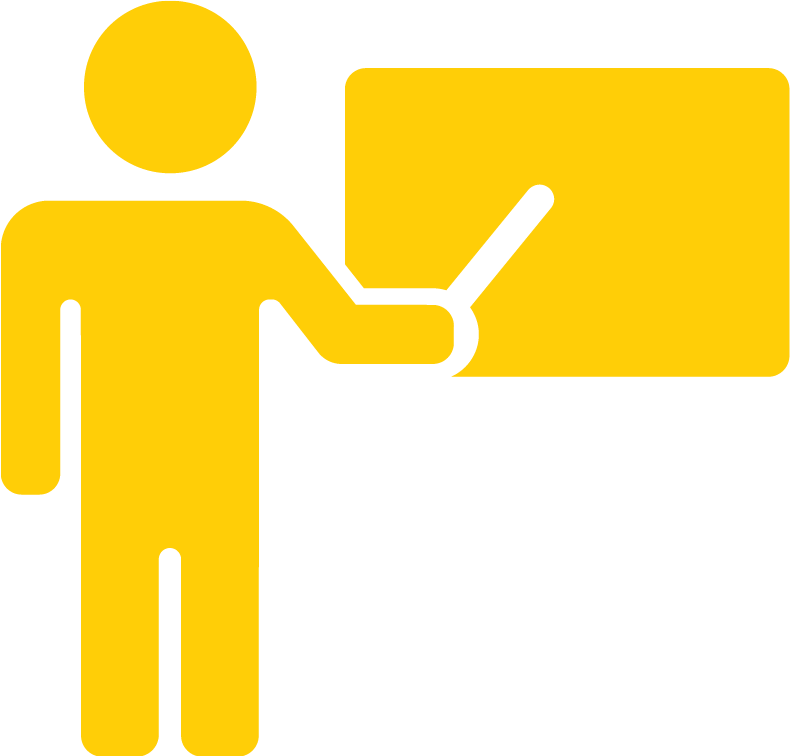 teacher at blackboard icon