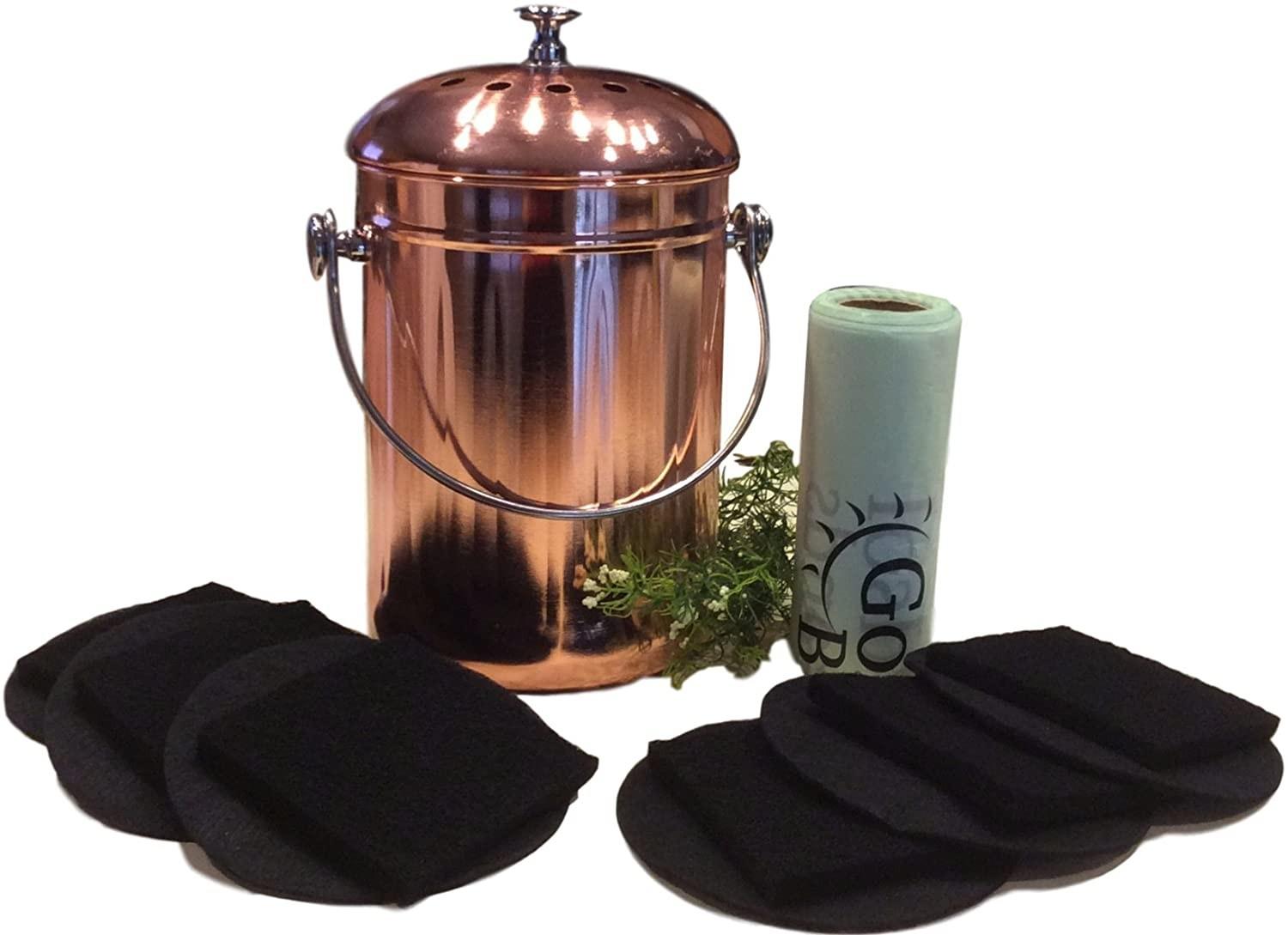 copper kitchen compost bin