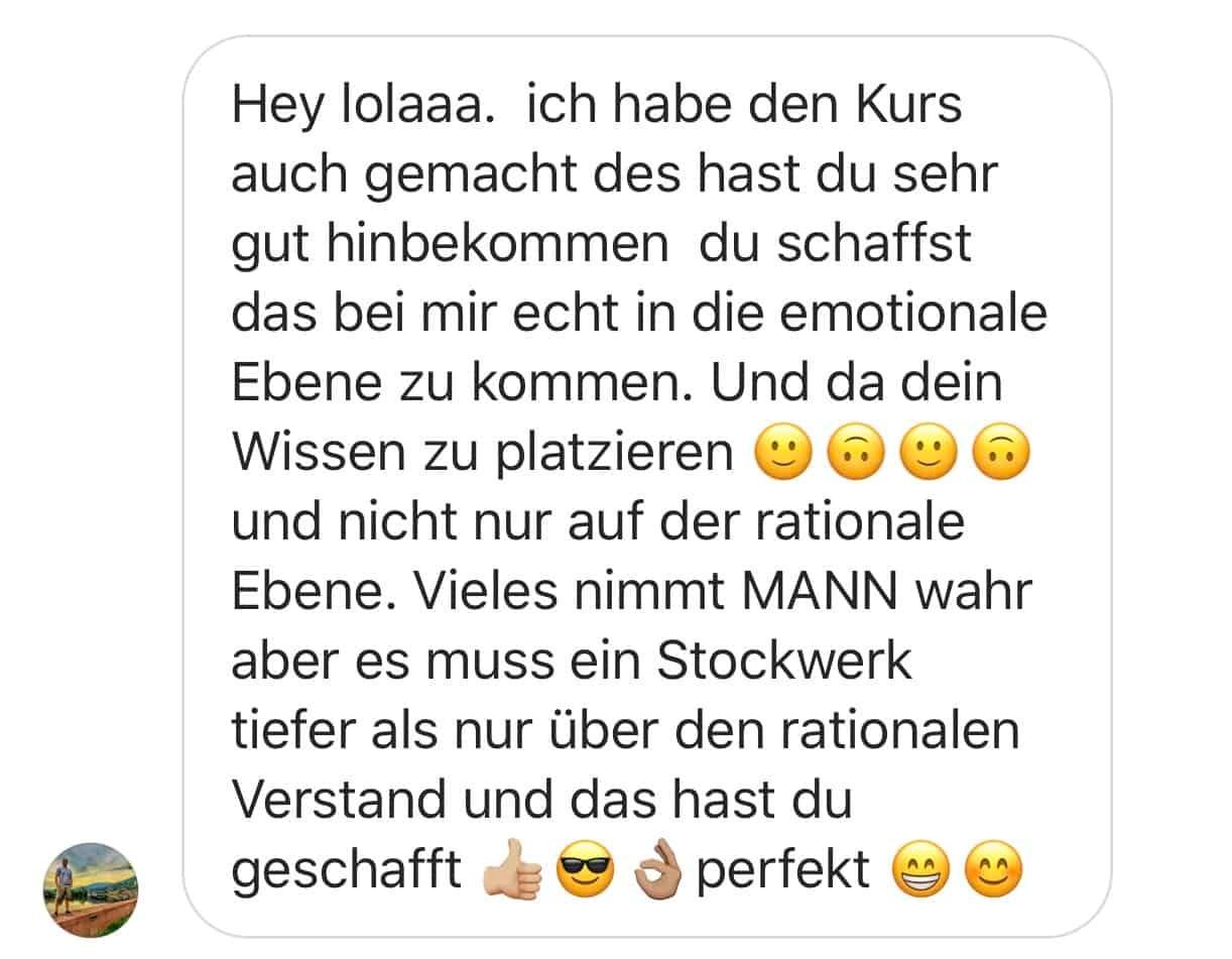 Bewertung über Instagram Lola Sparks Videokurs
