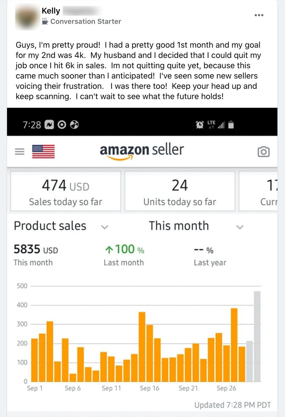 Kelly Amazon Boot Camp success story