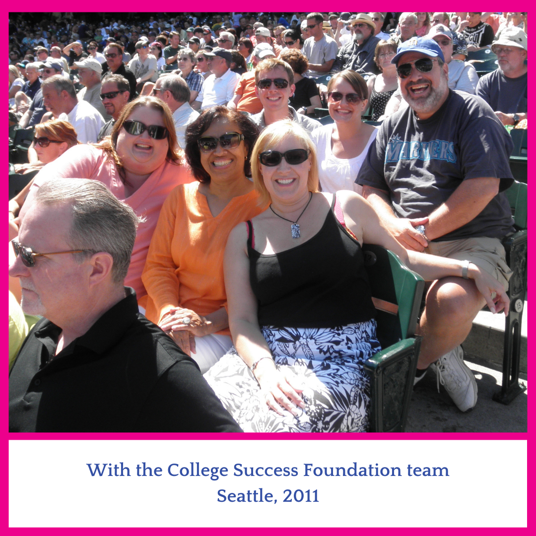 Group of 6 people at baseball game in Seattle