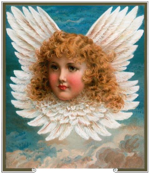 Classic print of angel portrait with golden curls