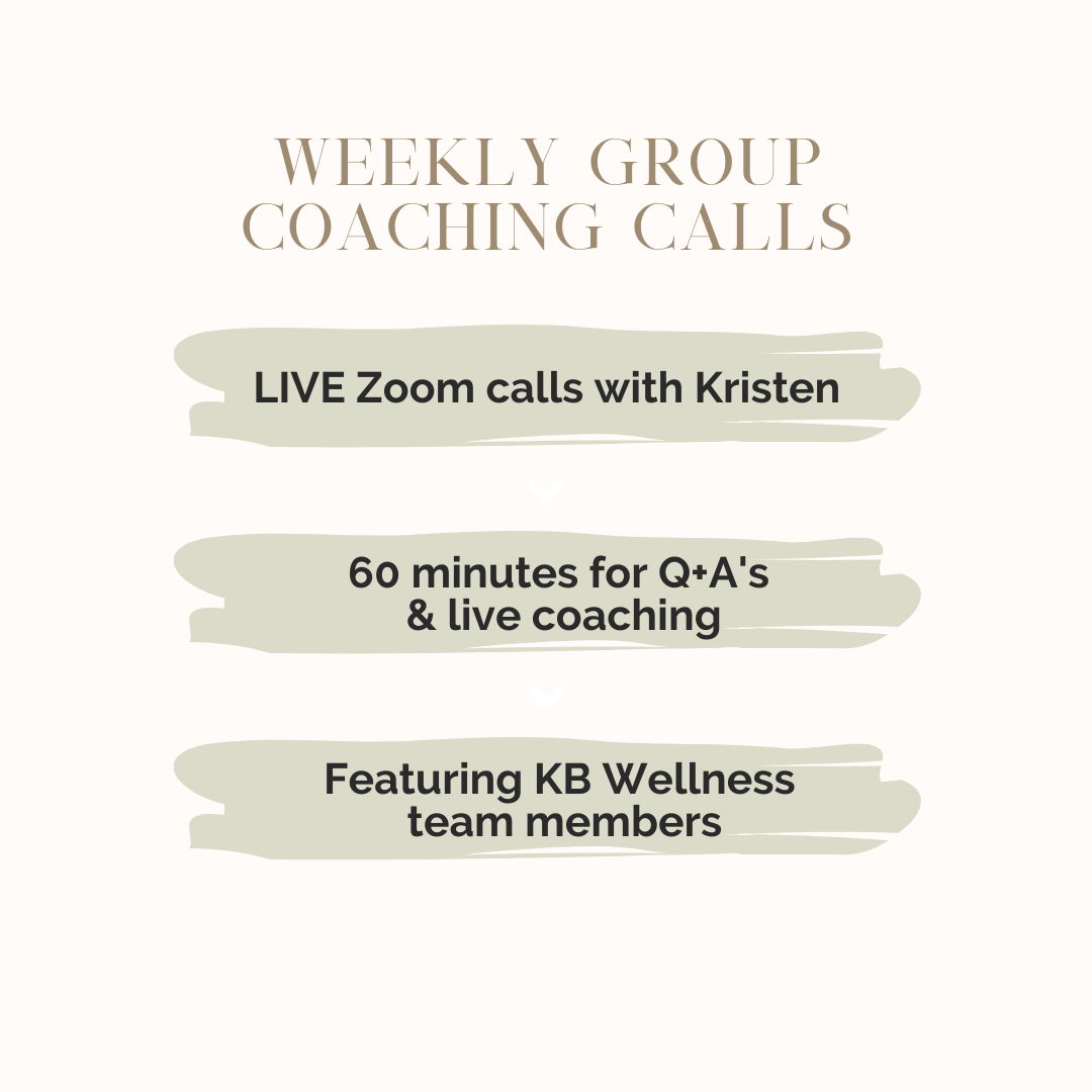 The KB Code wellness program includes weekly group coaching calls.