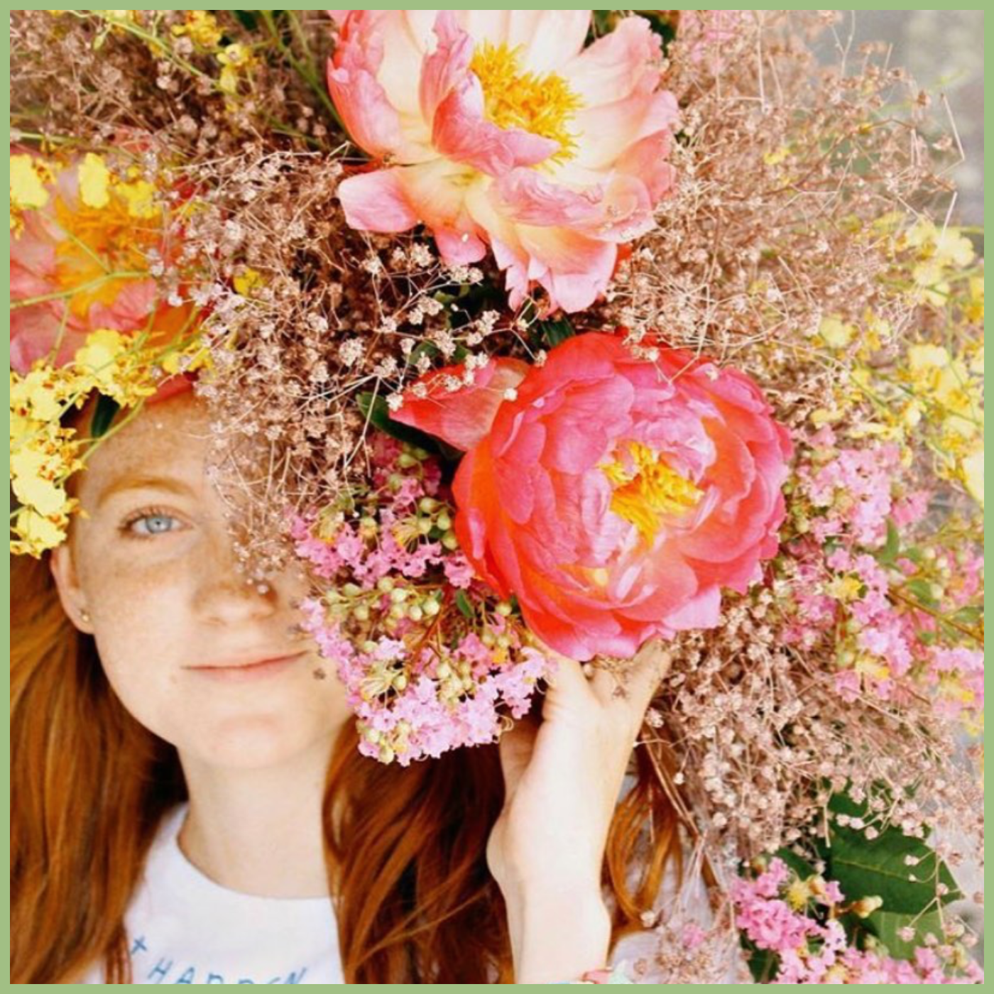 girl smiling in a large flower headpiece HBO MAX FULL BLOOM show