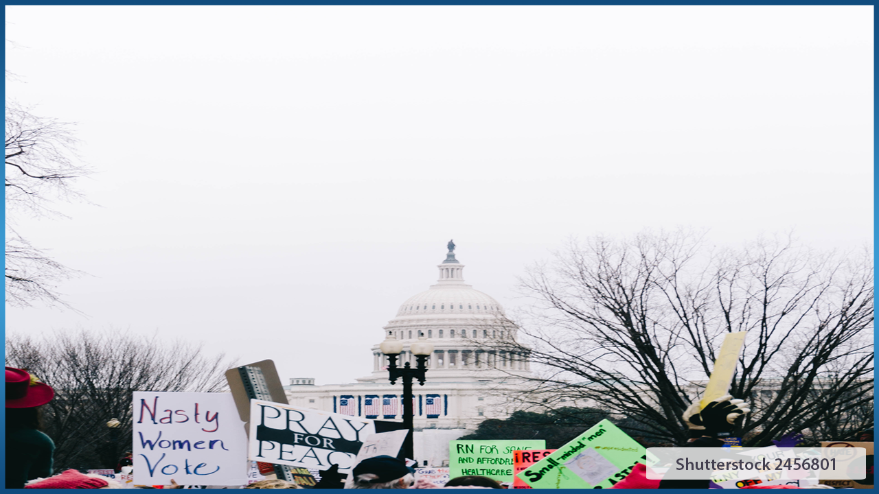 protest signs in front of capital