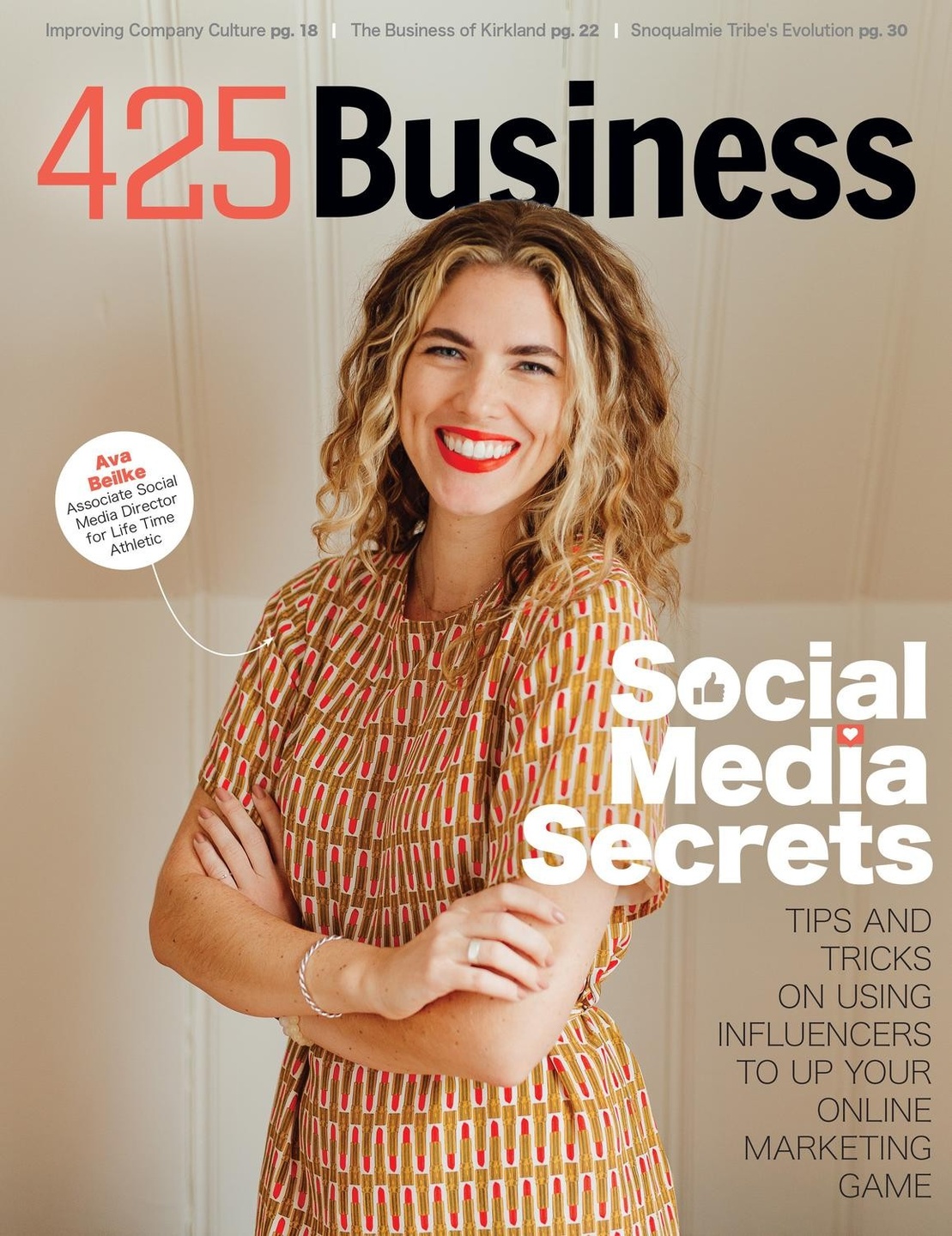 Ava Beilke pictured on the cover of 425 Business Magazine