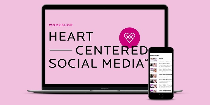 Heart-Centered Social Media Workshop logo displayed on a laptop
